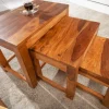 Massivholz Beistelltische 3er Set MONSOON 45cm braun Sheesham stone finish Couchtisch