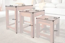 Massivholz Beistelltische 3er Set MONSOON 45cm braun Sheesham stone finish Couchtisch