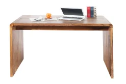 Massivholz Bürotisch CUBUS 120cm braun Sheeshamholz stone finish Schreibtisch