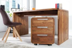 Massivholz Bürotisch CUBUS 120cm braun Sheeshamholz stone finish Schreibtisch
