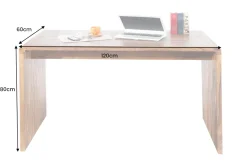 Massivholz Bürotisch CUBUS 120cm braun Sheeshamholz stone finish Schreibtisch