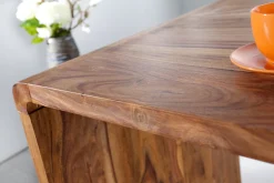 Massivholz Bürotisch CUBUS 120cm braun Sheeshamholz stone finish Schreibtisch