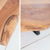 Massivholz Couchtisch AMAZONAS 105cm Akazie schwarzes Metall X-Gestell Baumkante Live Edge