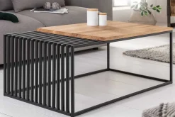 Massivholz Couchtisch ARCHITECTURE 100cm Eiche geölt schwarzes Metallgestell