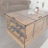 Massivholz Couchtisch BODEGA 100cm braun Sheesham stone finish Truhe Stauraum Weinregal