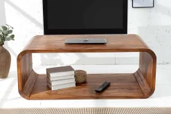 Massivholz Couchtisch CUBUS 100cm braun Sheesham stone finish TV-Board handemade