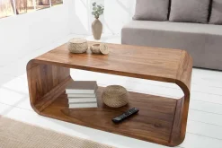 Massivholz Couchtisch CUBUS 100cm braun Sheesham stone finish TV-Board handemade