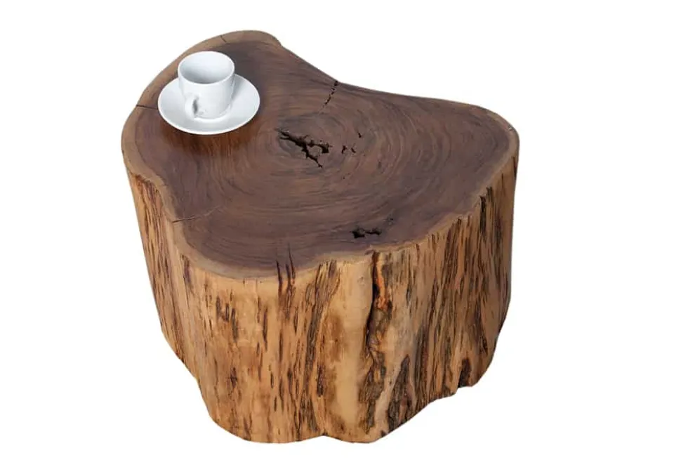 Massivholz Couchtisch GOA 50cm Akazie Baumstamm Hocker Beistelltisch handmade