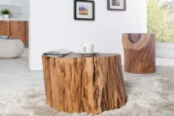 Massivholz Couchtisch GOA 50cm Akazie Baumstamm Hocker Beistelltisch handmade