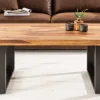 Massivholz Couchtisch IRON CRAFT 100cm braun Sheesham stone finish Industrial Design