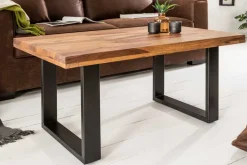 Massivholz Couchtisch IRON CRAFT 100cm braun Sheesham stone finish Industrial Design