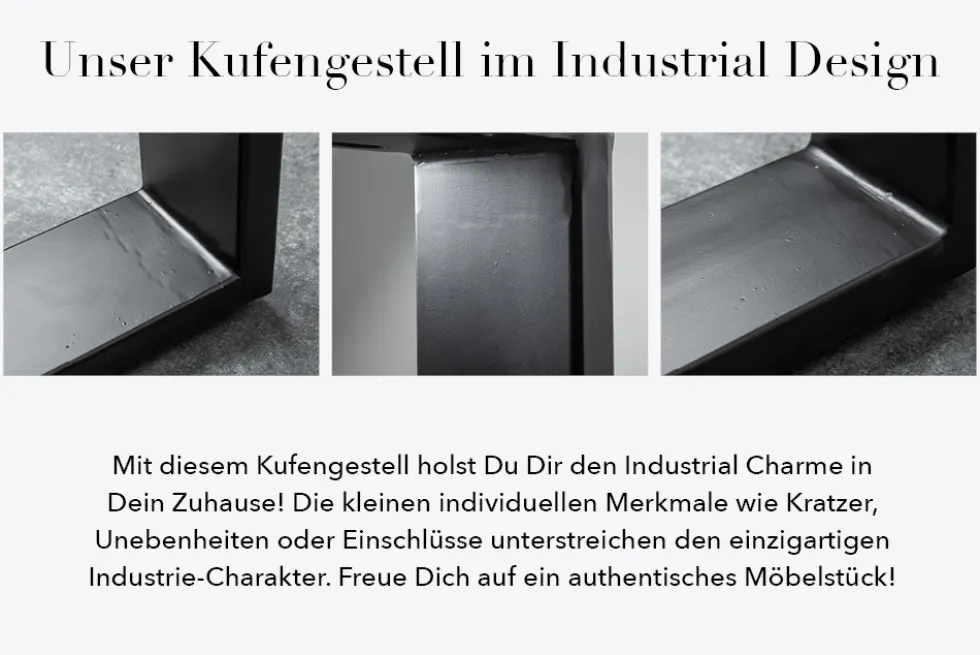 Massivholz Couchtisch IRON CRAFT 100cm braun Sheesham stone finish Industrial Design