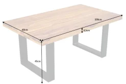 Massivholz Couchtisch IRON CRAFT 100cm braun Sheesham stone finish Industrial Design