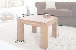 Massivholz Couchtisch MAKASSAR 60cm braun Sheesham stone finish einzigartige Maserung