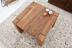 Massivholz Couchtisch MAKASSAR 60cm braun Sheesham stone finish einzigartige Maserung