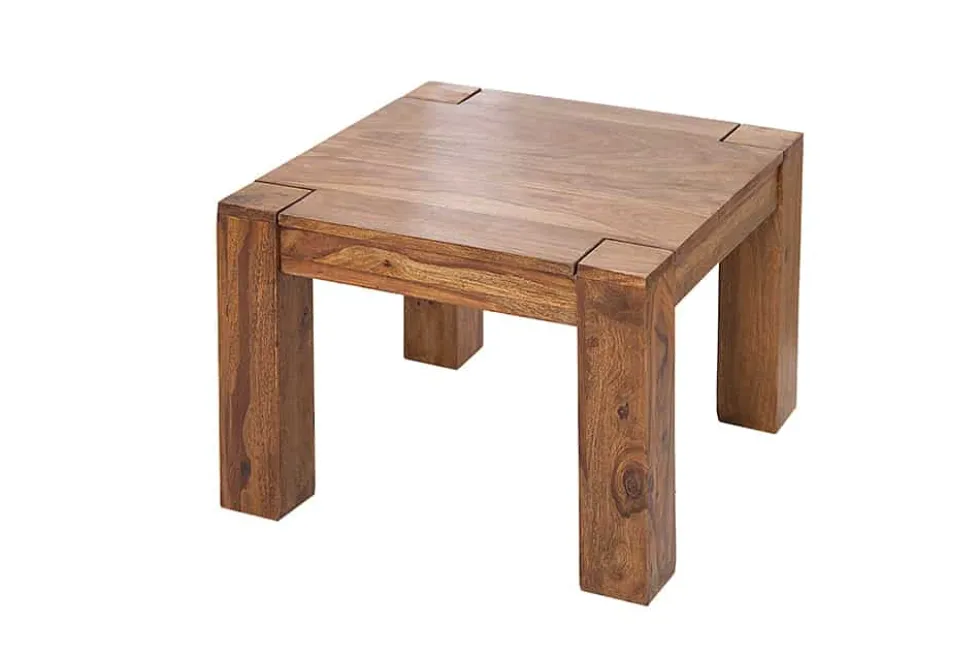Massivholz Couchtisch MAKASSAR 60cm braun Sheesham stone finish einzigartige Maserung