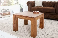 Massivholz Couchtisch MAKASSAR 60cm braun Sheesham stone finish einzigartige Maserung