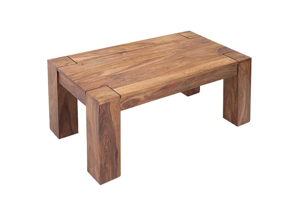 Massivholz Couchtisch MAKASSAR 100cm braun Sheesham stone finish einzigartige Maserung