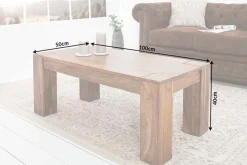 Massivholz Couchtisch MAKASSAR 100cm braun Sheesham stone finish einzigartige Maserung