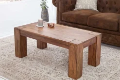 Massivholz Couchtisch MAKASSAR 100cm braun Sheesham stone finish einzigartige Maserung