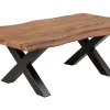Massivholz Couchtisch MAMMUT 110cm Akazie Baumkante honey finish 3,5cm Tischplatte