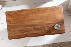 Massivholz Couchtisch MAMMUT 110cm Akazie Baumkante honey finish 3,5cm Tischplatte