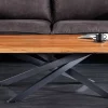 Massivholz Couchtisch MAMMUT 110cm Akazie schwarz 3,5cm Tischplatte Baumkante