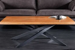 Massivholz Couchtisch MAMMUT 110cm Akazie schwarz 3,5cm Tischplatte Baumkante