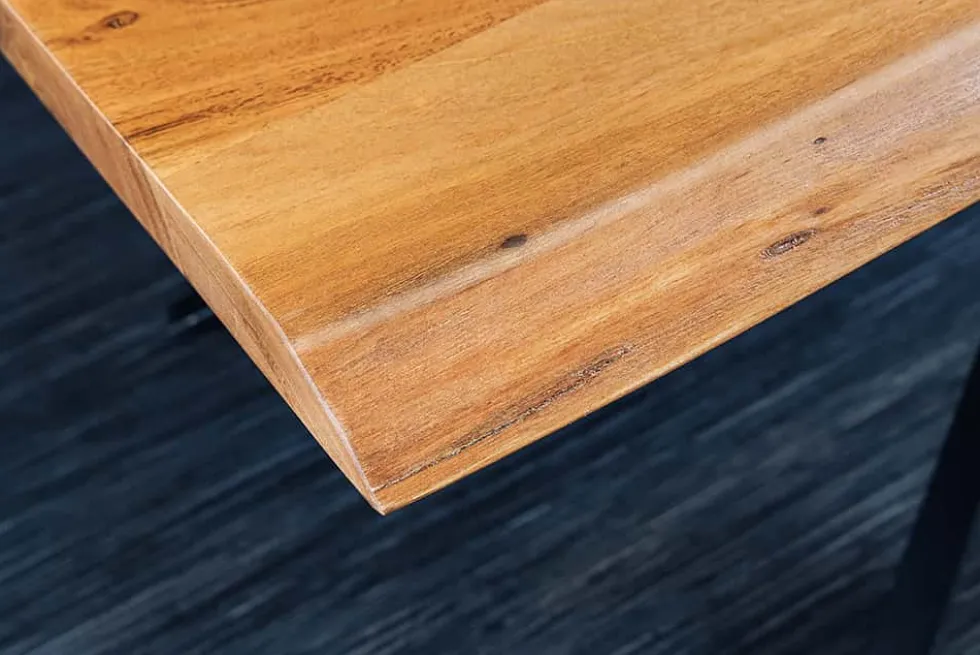 Massivholz Couchtisch MAMMUT 110cm Akazie schwarz 3,5cm Tischplatte Baumkante