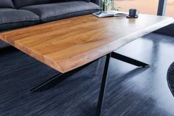 Massivholz Couchtisch MAMMUT 110cm Akazie schwarz 3,5cm Tischplatte Baumkante