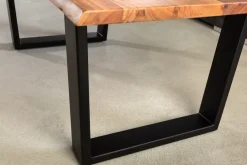 Massivholz Couchtisch MAMMUT 120cm Akazie natur V-Gestell schwarz 2,5cm Tischplatte