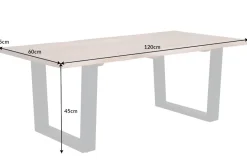 Massivholz Couchtisch MAMMUT 120cm Akazie natur V-Gestell schwarz 2,5cm Tischplatte