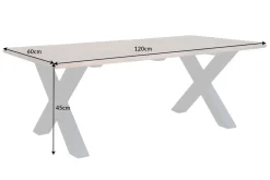 Massivholz Couchtisch MAMMUT 120cm Akazie Honey Finish X-Gestell schwarz 2,5cm Tischplatte