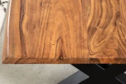 Massivholz Couchtisch MAMMUT 120cm Akazie Honey Finish X-Gestell schwarz 2,5cm Tischplatte