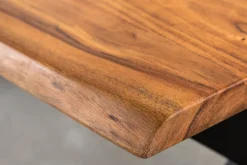 Massivholz Couchtisch MAMMUT 120cm Akazie Honey Finish X-Gestell schwarz 2,5cm Tischplatte