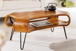 Massivholz Couchtisch ORGANIC LIVING 100cm braun Sheesham stone finish Hairpin Legs