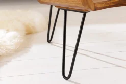 Massivholz Couchtisch ORGANIC LIVING 100cm braun Sheesham stone finish Hairpin Legs