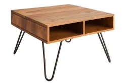 Massivholz Couchtisch SCORPION 60cm braun Sheesham stone finish Stauraum Hairpin Legs