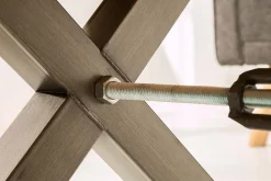 Massivholz Couchtisch THOR 110cm Wildeiche geölt X-Gestell Metall anthrazit Industrial Design
