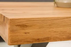 Massivholz Couchtisch THOR 110cm Wildeiche geölt X-Gestell Metall anthrazit Industrial Design