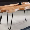 Massivholz Couchtisch WILD 100cm Akazie natur Hairpin Legs Baumkante