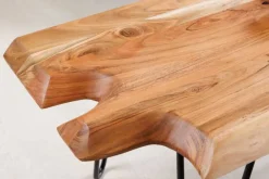 Massivholz Couchtisch WILD 100cm Akazie natur Hairpin Legs Baumkante