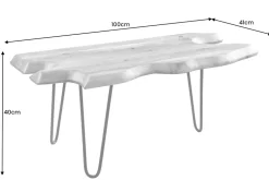 Massivholz Couchtisch WILD 100cm Akazie natur Hairpin Legs Baumkante