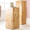 Massivholz Dekosäule COLUMNA 75cm Akazie teakgrau gekälkt Beistelltisch