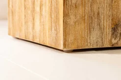 Massivholz Dekosäule COLUMNA 75cm Akazie teakgrau gekälkt Beistelltisch