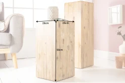 Massivholz Dekosäule COLUMNA 50cm Akazie teak-grau gekälkt Beistelltisch