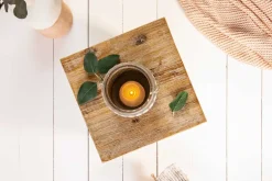 Massivholz Dekosäule COLUMNA 50cm Akazie teak-grau gekälkt Beistelltisch