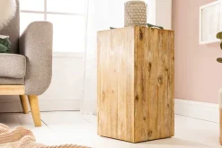 Massivholz Dekosäule COLUMNA 50cm Akazie teak-grau gekälkt Beistelltisch