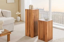 Massivholz Dekosäule COLUMNA 75cm braun Akazie Beistelltisch