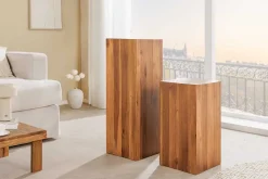 Massivholz Dekosäule COLUMNA 75cm braun Akazie Beistelltisch